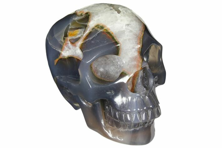 Polished Agate & Quartz Crystal Skull #127595